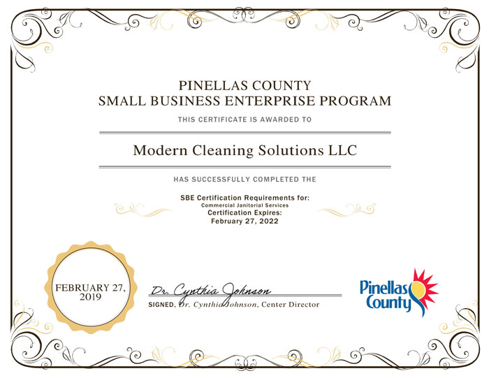 SBE Certificate Pinellas County